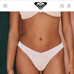Roxy Love Cheeky Bikini Bottoms -Bright White, Size Small